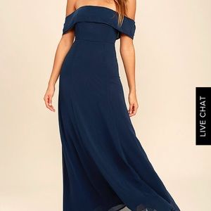 Lulus Navy Off the Shoulder Dress